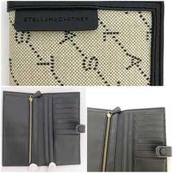 Stella McCartney Bi-fold Long Wallet Beige Black Canvas Leather STELLA McCARTNEY Folding Women's