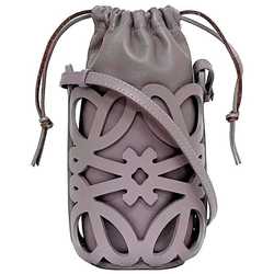 LOEWE Shoulder Bag Anagram Cut Out Pocket Purple C922Y62X02 Leather Pochette Bucket Women's Compact