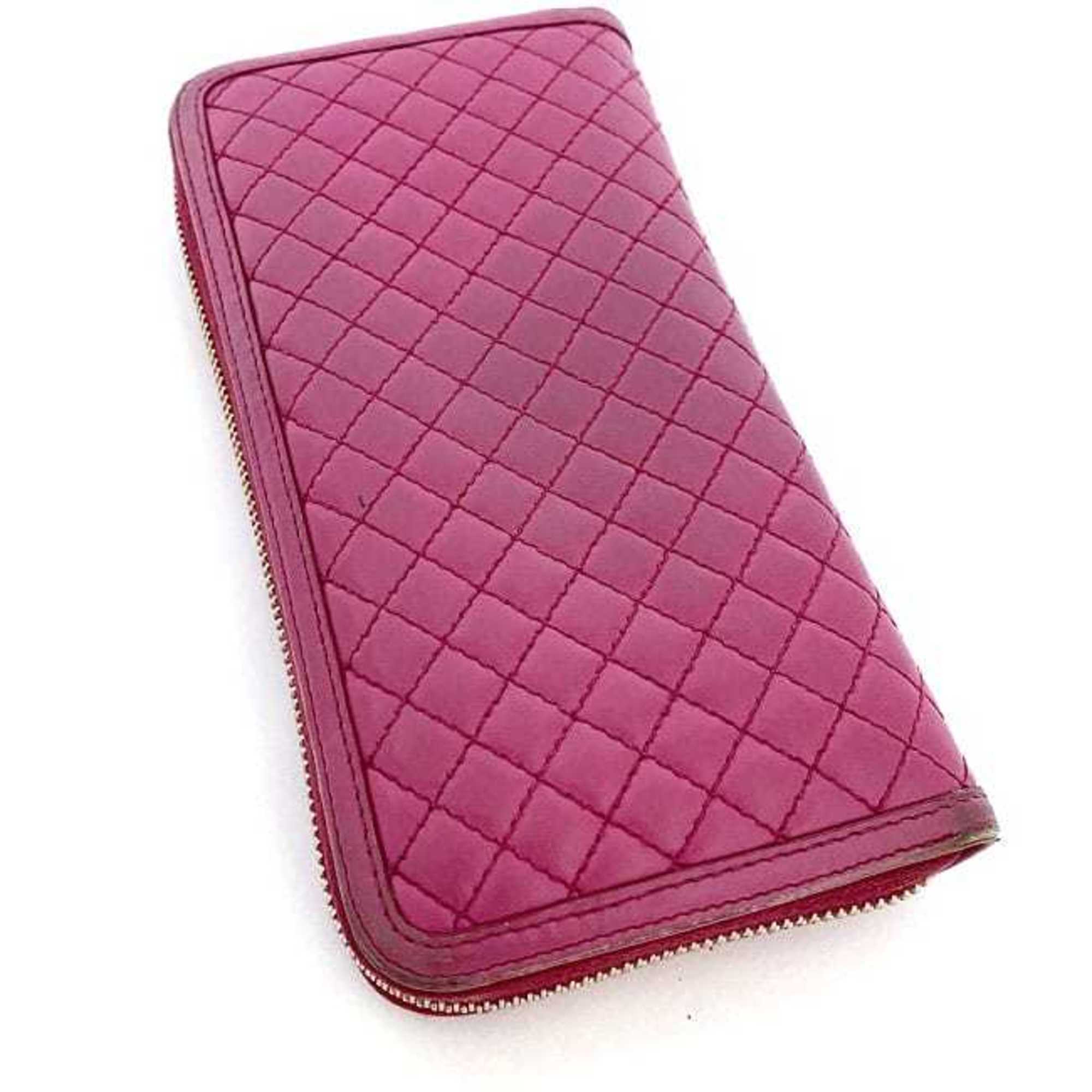 Prada Round Long Wallet Pink FUXIA 1M0506 Quilted Leather PRADA Ladies