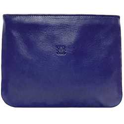 LOEWE Pouch Navy Anagram Leather Women's Compact