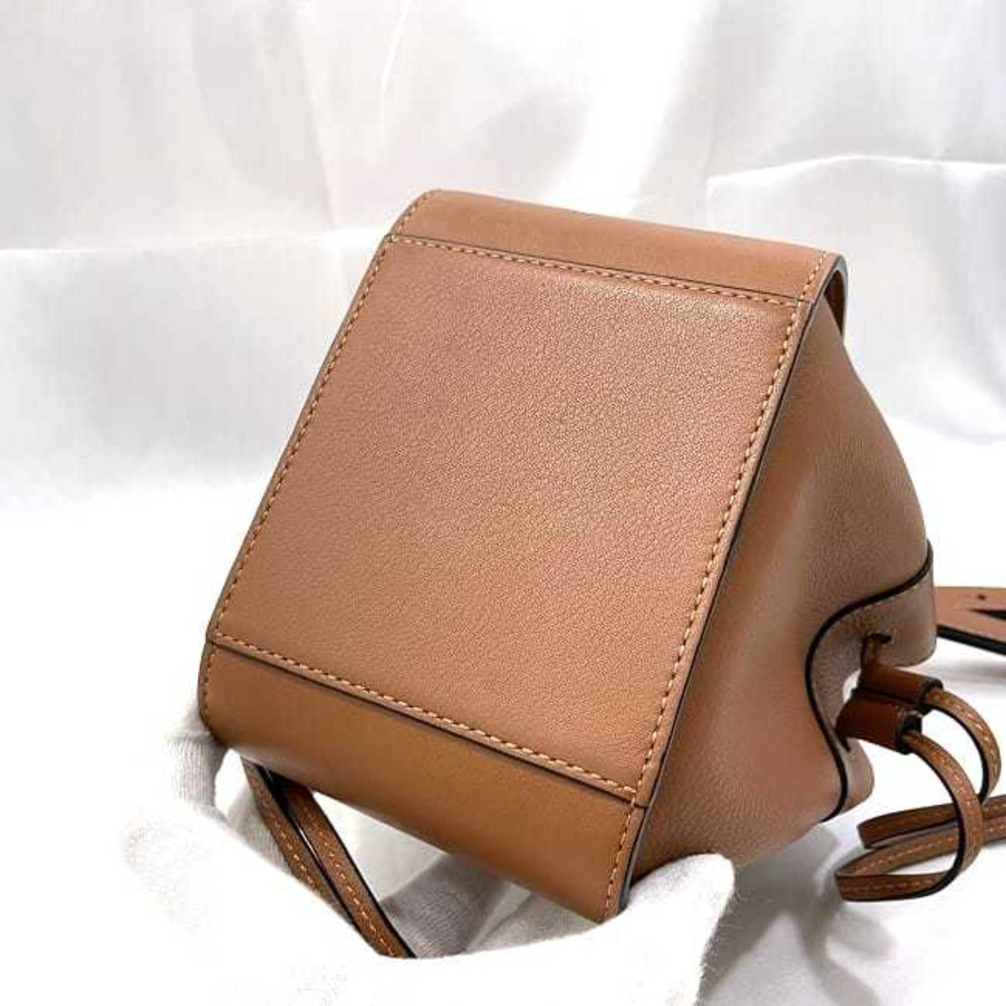 LOEWE Shoulder Bag Hammock Brown Anagram 314.30.V07 f-19946 Drawstring Leather Nano Micro Pochette