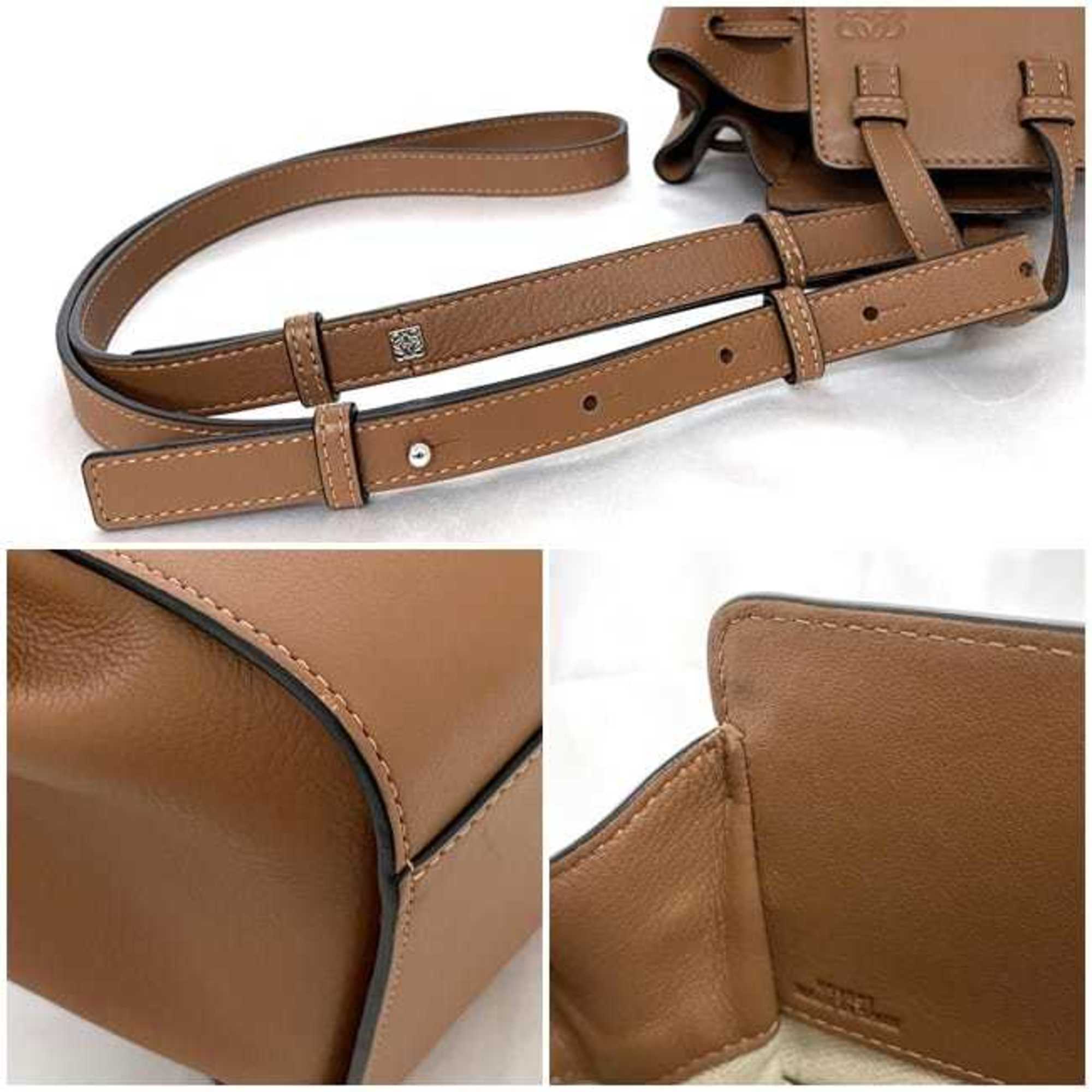 LOEWE Shoulder Bag Hammock Brown Anagram 314.30.V07 f-19946 Drawstring Leather Nano Micro Pochette