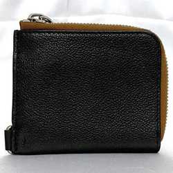 Burberry L-shaped coin case black brown wallet purse leather BURBERRY pull compact men's
