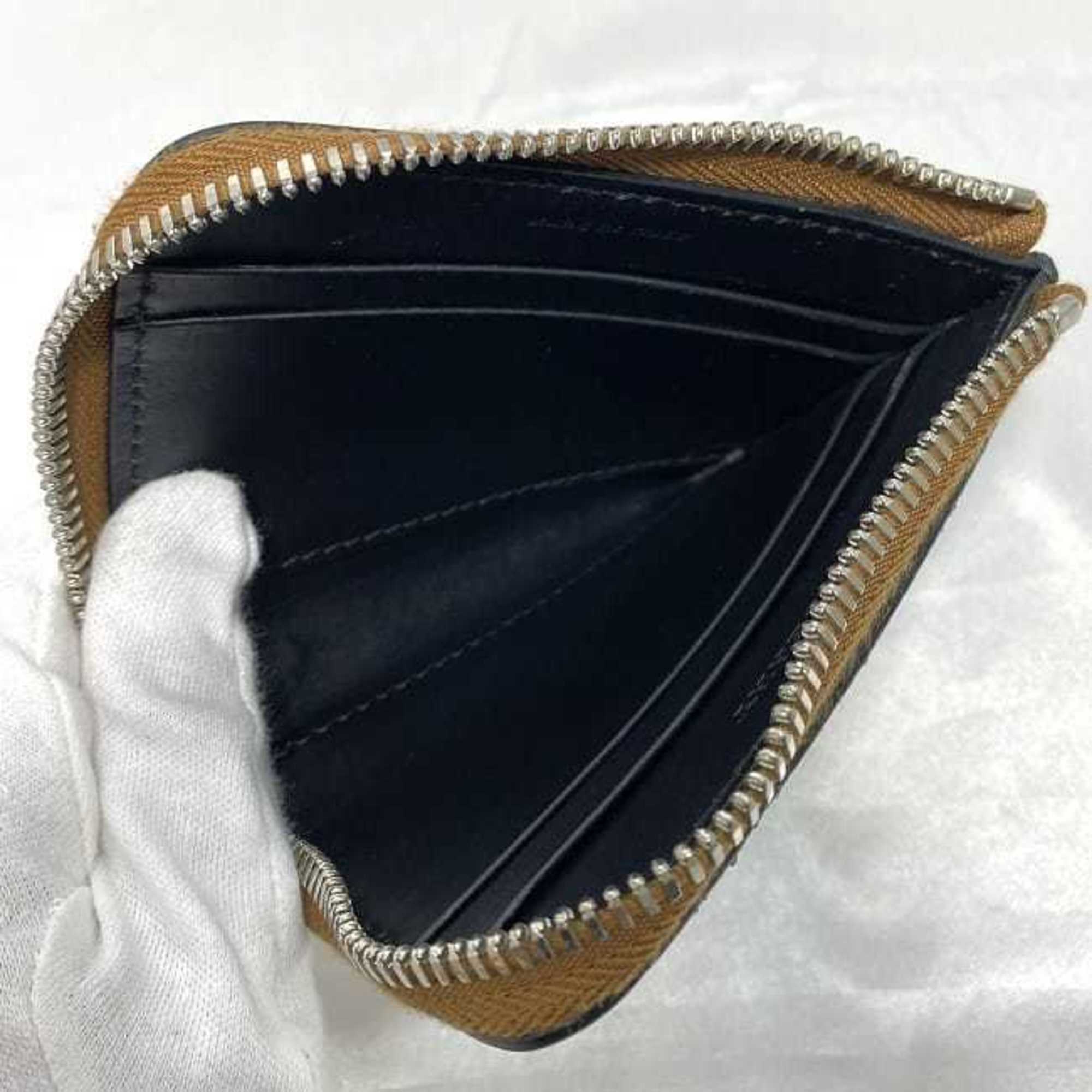 Burberry L-shaped coin case black brown wallet purse leather BURBERRY pull compact men's