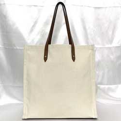 Jimmy Choo Tote Bag Natural White Brown ec-19954 Canvas Leather JIMMY CHOO A4 Unisex