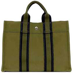 Hermes handbag Foultou PM khaki navy tote canvas HERMES bag cloth men women compact