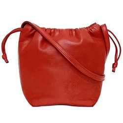 LOEWE Shoulder Bag Red Anagram 8-14088 Leather Soft Ladies Compact