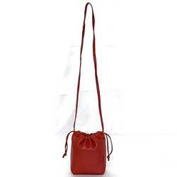 LOEWE Shoulder Bag Red Anagram 8-14088 Leather Soft Ladies Compact