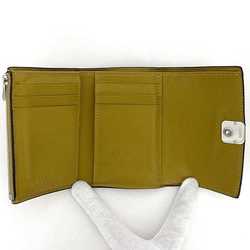 LOEWE Tri-fold Wallet Small Vertical Yellow Khaki Anagram Leather Compact Grained Women's