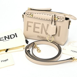 FENDI By the Way Boston Bag Small 8BL145 Leather Greige E-155333