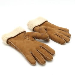 LOUIS VUITTON Louis Vuitton Gon Monogram Shearling Mouton Gloves Boa Suede Beige Brown #9 Size M76578