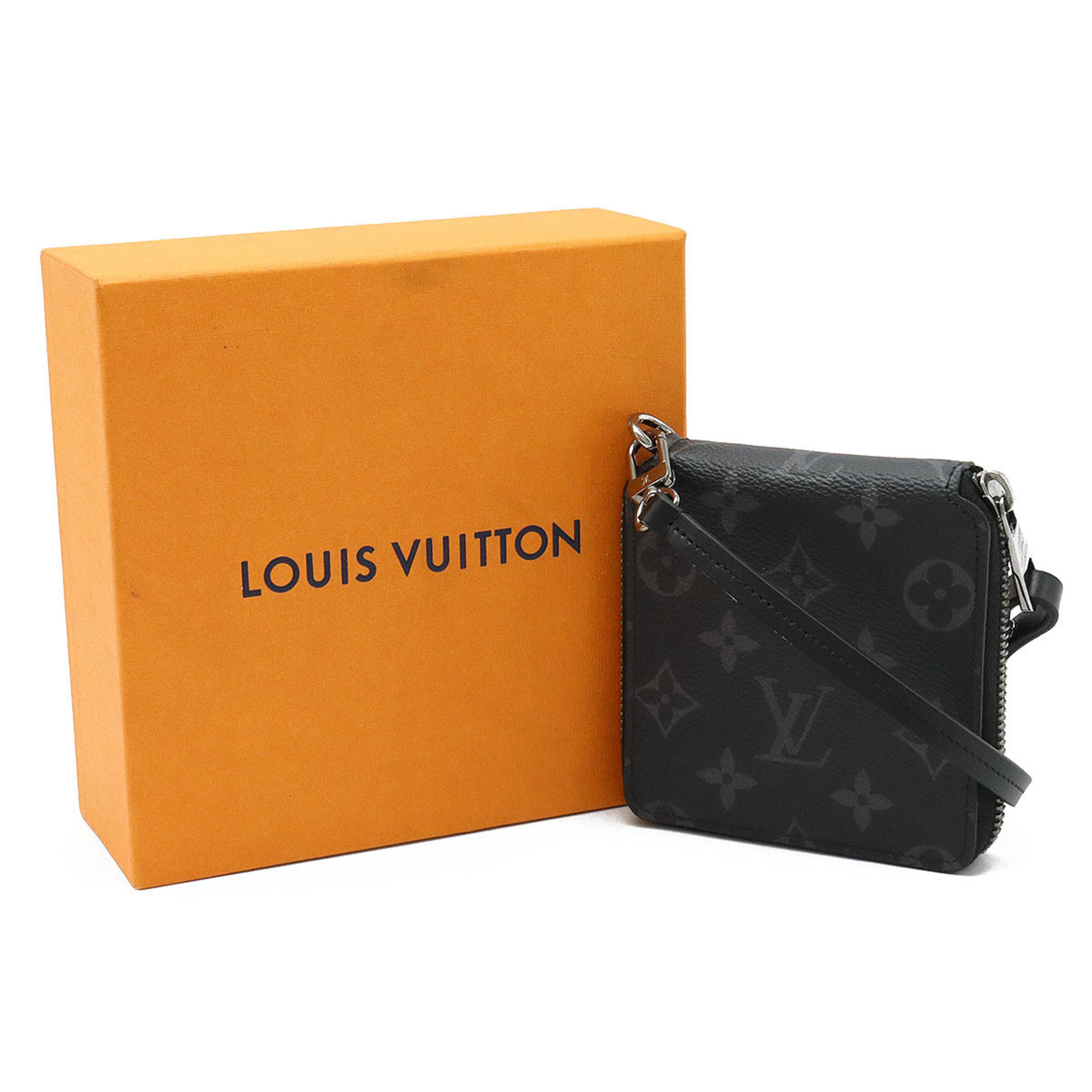 LOUIS VUITTON Louis Vuitton Monogram Eclipse Zippy Compact Wallet Bi-fold Round with Strap M80426