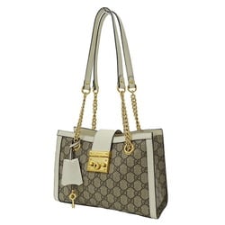 Gucci GUCCI Bag Women's Padlock Shoulder GG Supreme Canvas Beige White 498156 Chain Outing