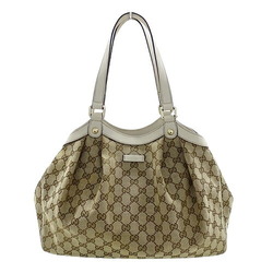 GUCCI bag ladies tote handbag GG canvas leather beige 388919