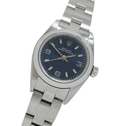 Rolex Oyster Perpetual 76080 A watch ladies automatic winding AT stainless steel SS silver blue polished