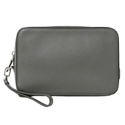 PRADA Bag Men's Clutch Second Saffiano Gray VR0052 Compact