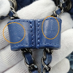 CHANEL bag ladies chain shoulder bucket denim leather blue here mark