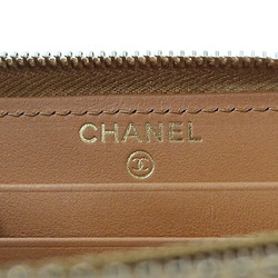 CHANEL Wallet Women's Coin Case 19 Card Holder Leather Brown Camel Round