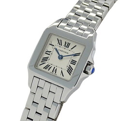 Cartier Watch Ladies Santos de Moiselle SM Quartz Stainless Steel SS W25064Z5 Silver Ivory Polished