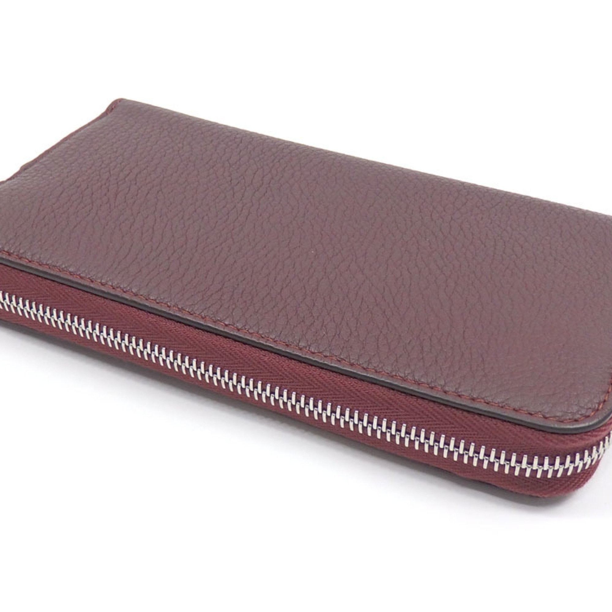 Fendi Round Long Wallet for Women Granata Calf Leather 7M0210 AJF6 F1HRV Baguette Zip Around