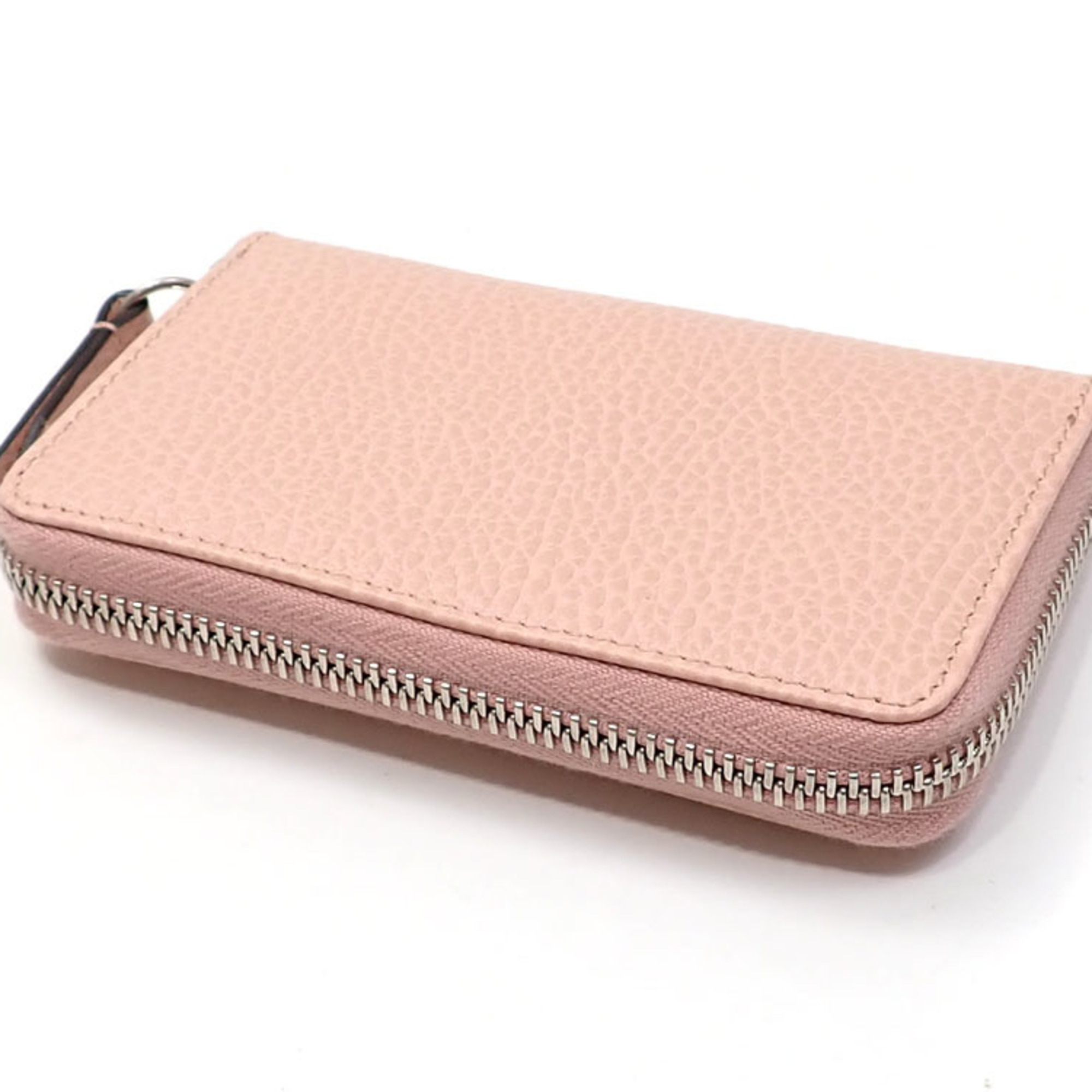 Gucci Coin Case and Card Double G Zip Around Wallet for Women Pink Leather 644412 Purse