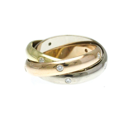 Cartier Trinity Ring 15P Diamond Pink Gold (18K),White Gold (18K),Yellow Gold (18K) Fashion Diamond Band Ring Gold