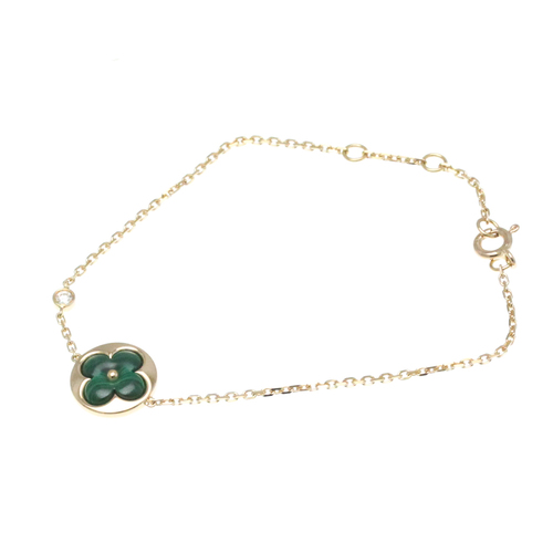Louis Vuitton Bracelet Idylle Blossom LV Q95546 Pink Gold (18K) Diamond,Malachite Charm Bracelet Pink Gold