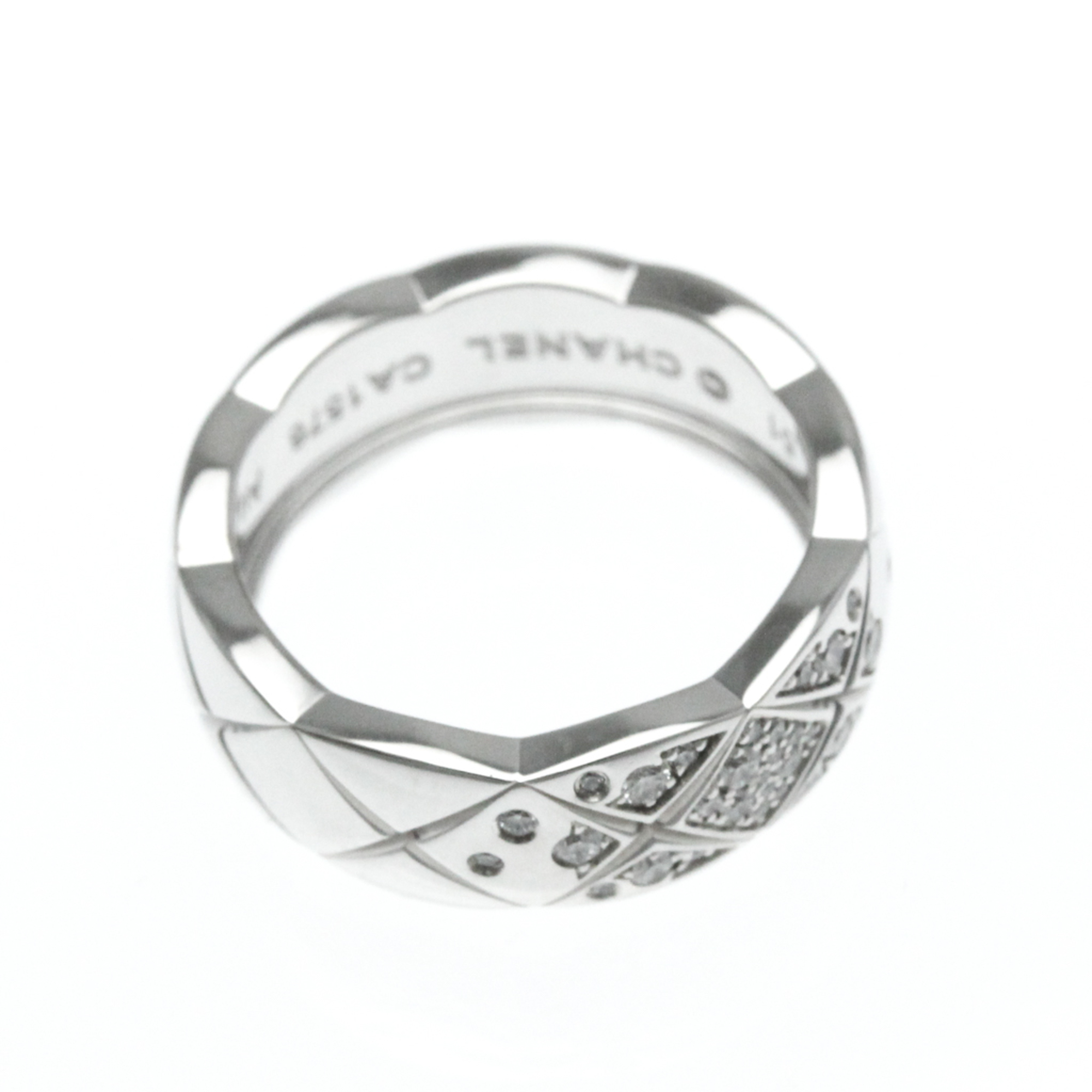 Chanel Coco Crush Ring Medium Size Diamond J10865 White Gold (18K) Fashion Diamond Band Ring Carat/0.18 Silver