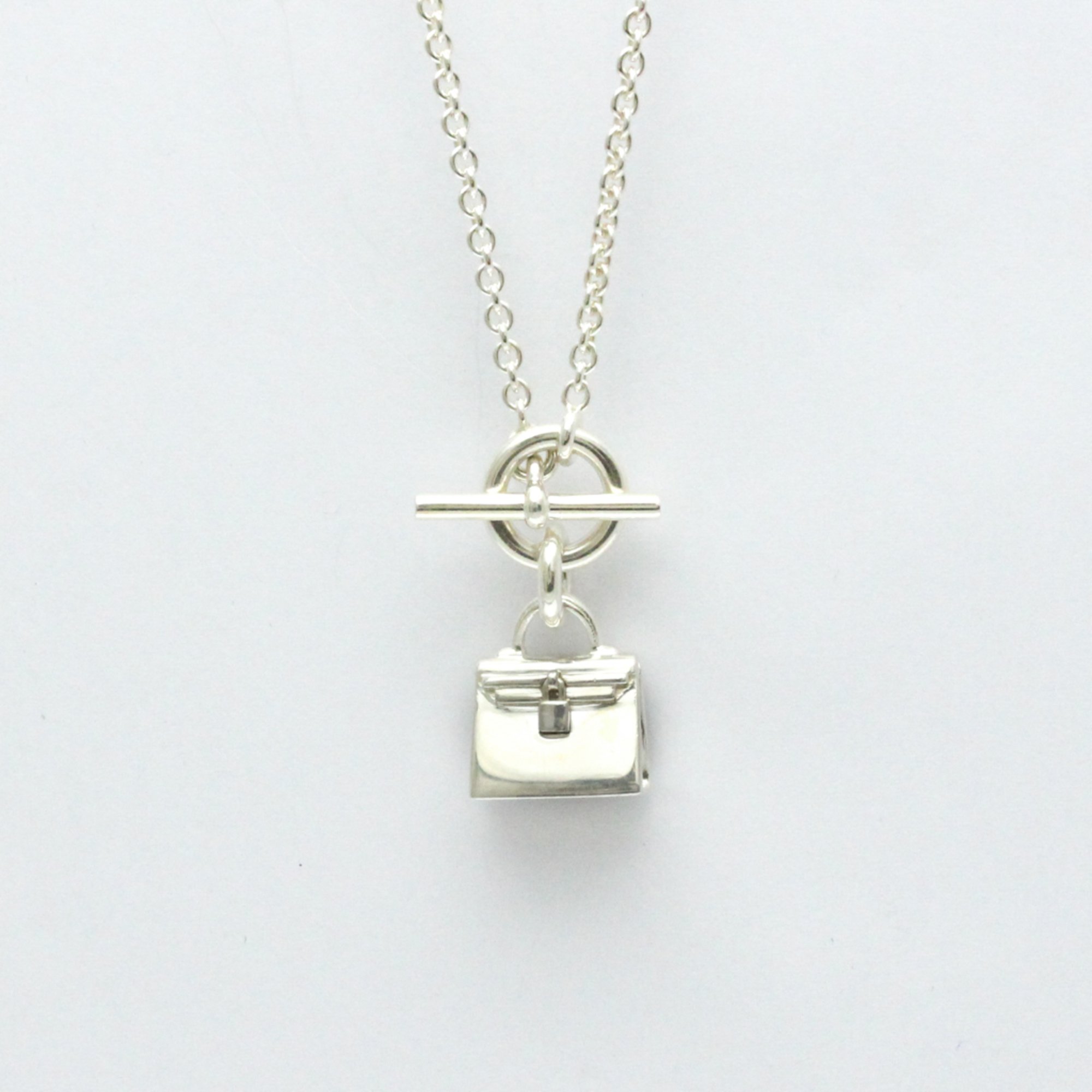 Hermes Kelly Motif Necklace Silver 925 No Stone Women,Men Fashion Pendant Necklace (Silver)