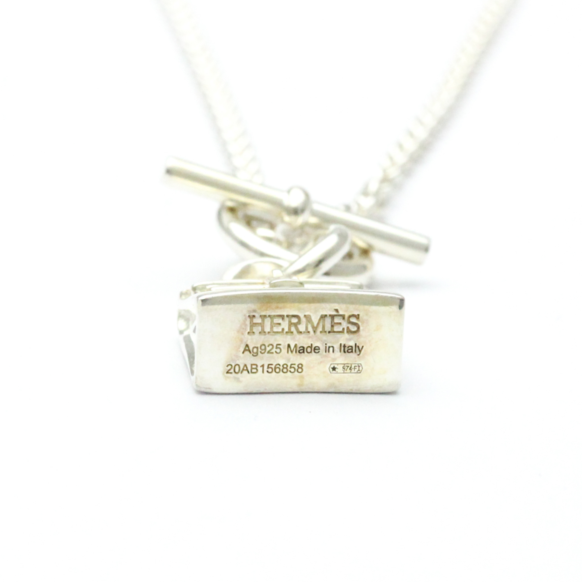 Hermes Kelly Motif Necklace Silver 925 No Stone Women,Men Fashion Pendant Necklace (Silver)