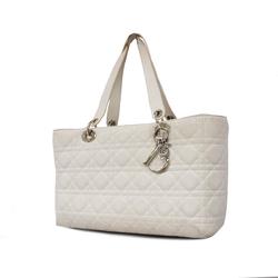 Christian Dior Tote Bag Cannage Lady Leather White Women's