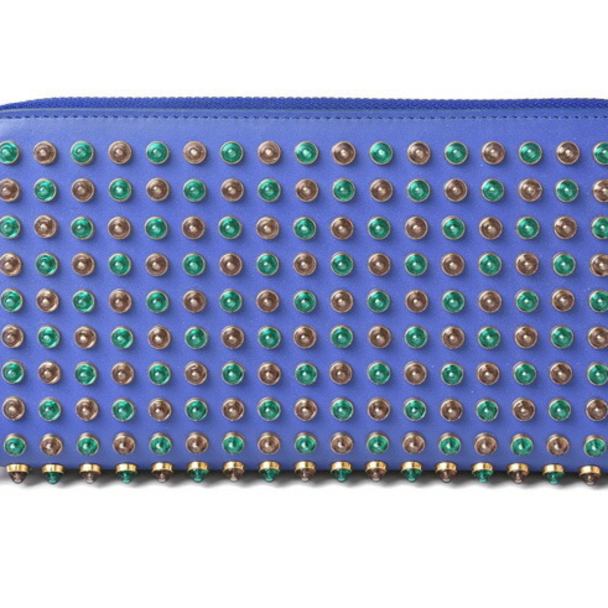 Christian Louboutin Wallet Long Wallet/Panettone Zipped Blue/POPPY METAL3135058