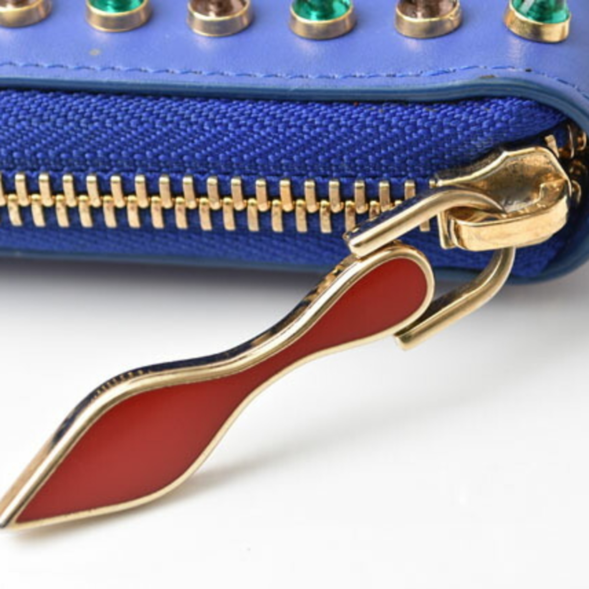 Christian Louboutin Wallet Long Wallet/Panettone Zipped Blue/POPPY METAL3135058