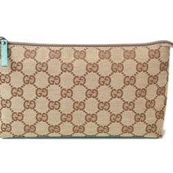 Gucci Pouch/GUCCI GG/Canvas Beige/Brown Turquoise Blue 115238