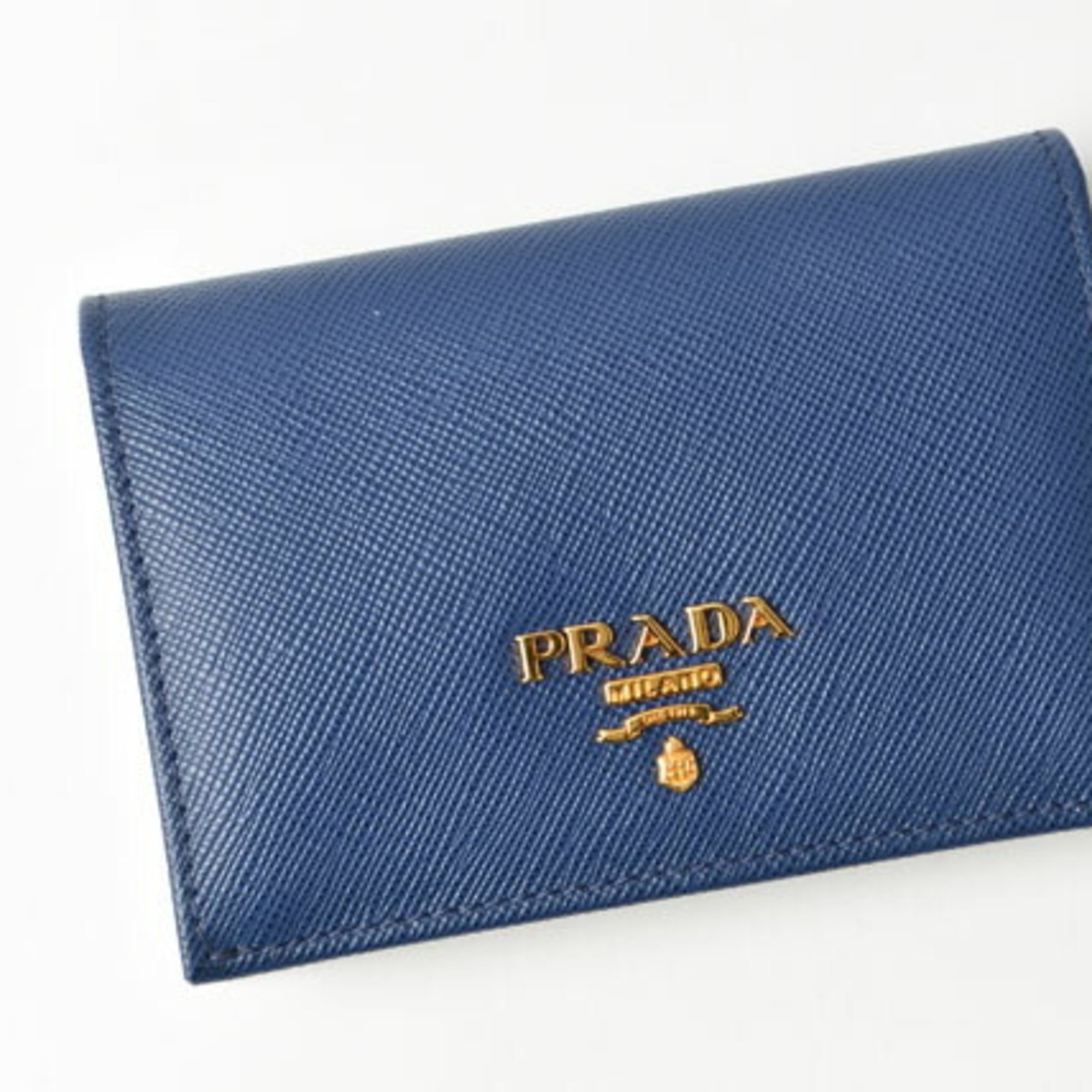 PRADA Card Case/Business Holder SAFFIANO/Saffiano Metal BLUETTE/Blue 1M0945