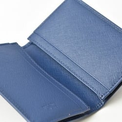 PRADA Card Case/Business Holder SAFFIANO/Saffiano Metal BLUETTE/Blue 1M0945