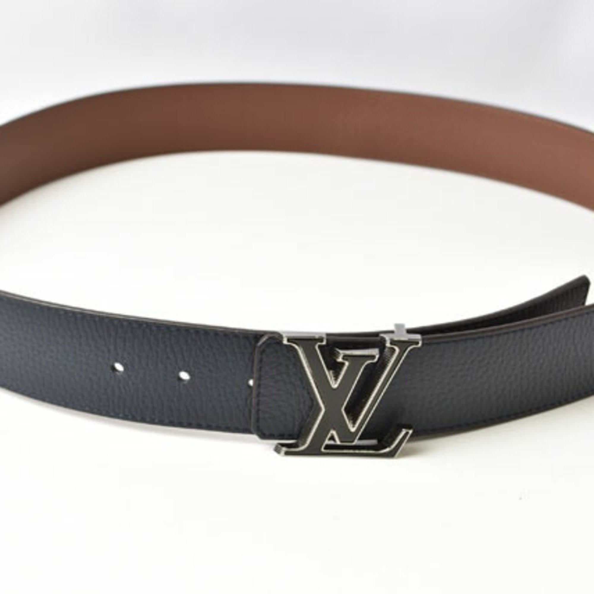 Louis Vuitton Reversible Belt 100cm Men's LOUIS VUITTON Santur LV Tilt Reverse 100/40 M0027 Taurillon Navy/Brown