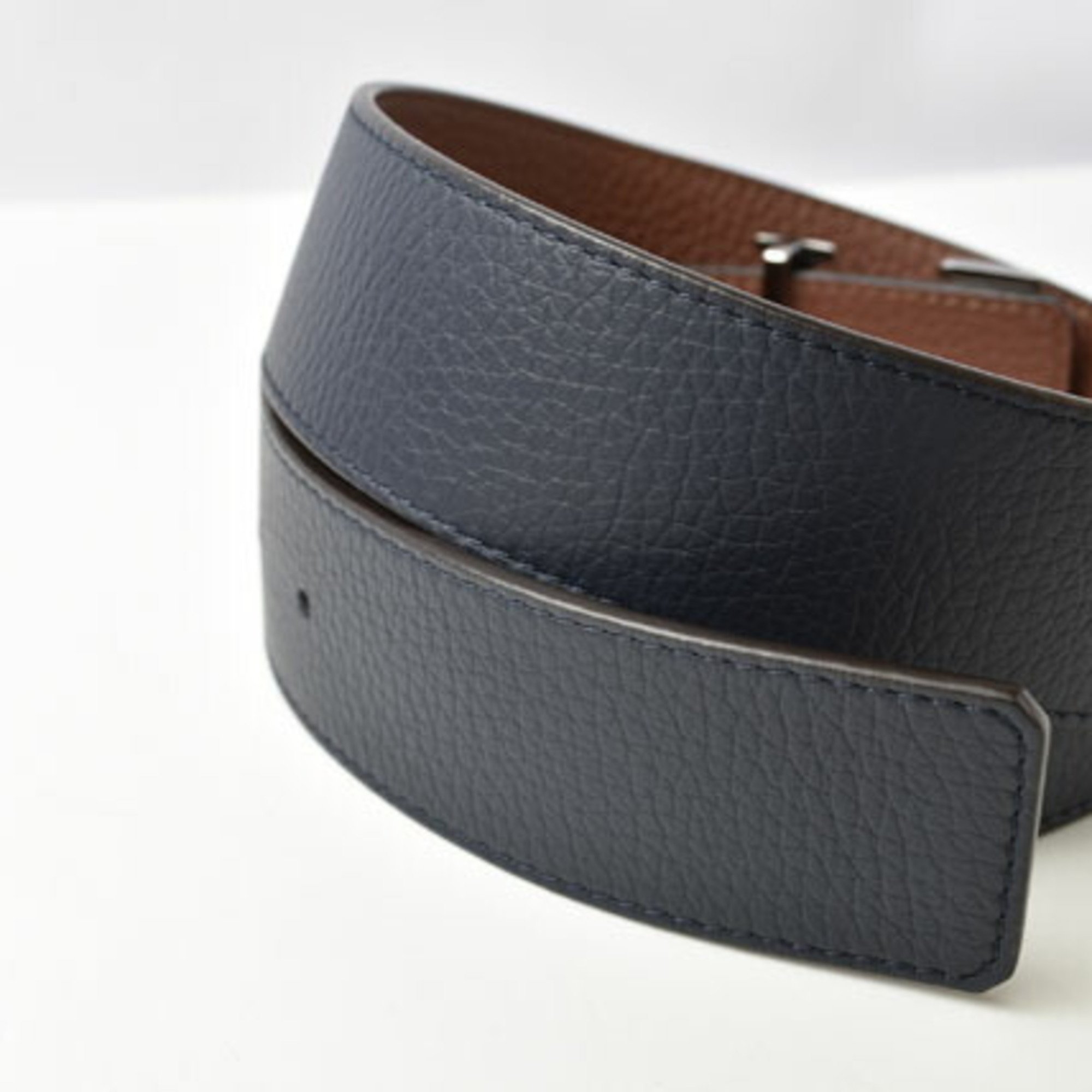 Louis Vuitton Reversible Belt 100cm Men's LOUIS VUITTON Santur LV Tilt Reverse 100/40 M0027 Taurillon Navy/Brown