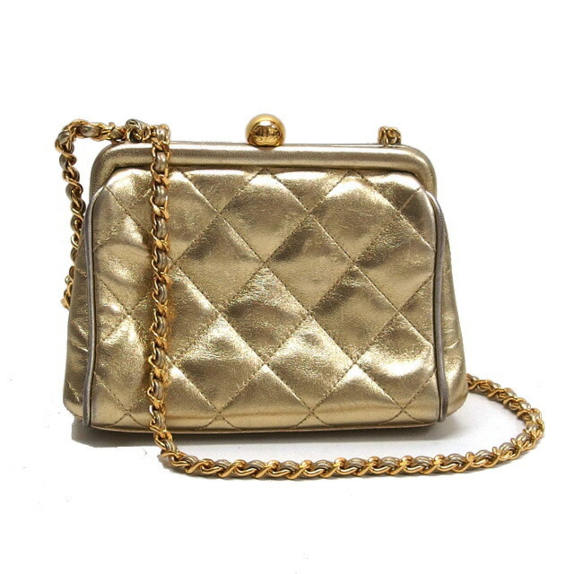 Chanel Matelasse Chain Shoulder Bag Metallic Gold