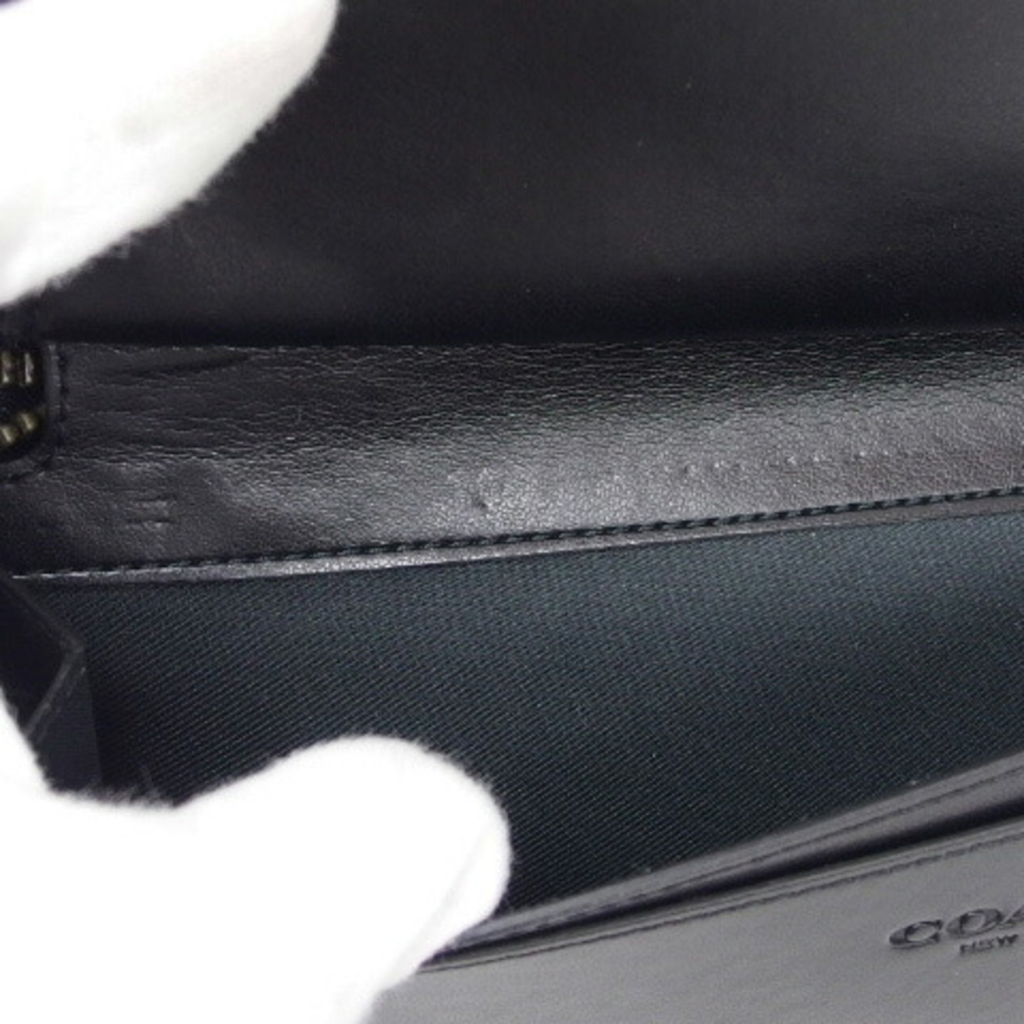Coach Signature Travel Wallet Long Charcoal Gray x Black