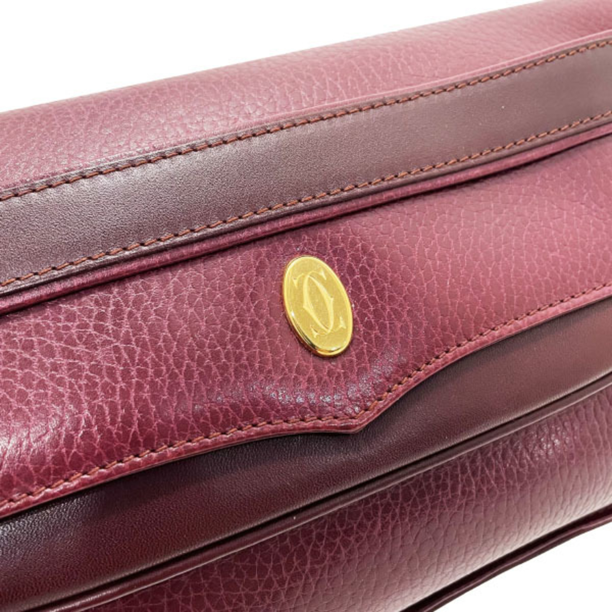 Cartier Second Bag Must Clutch Leather Bordeaux 2C Pouch Multi Case Back SWMN-12541