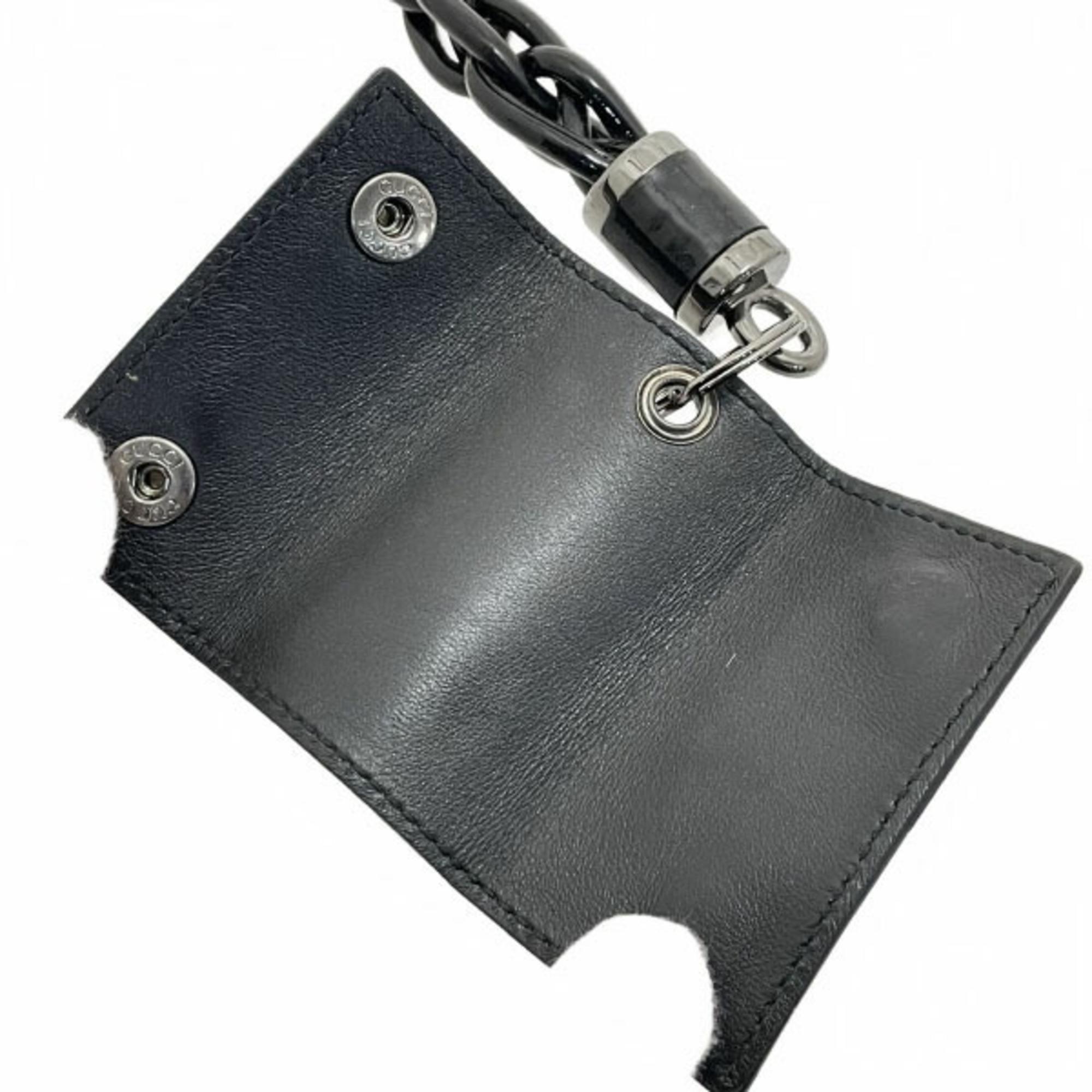 Gucci keychain chain charm enamel black GUCCI key ring bag KAH-11170