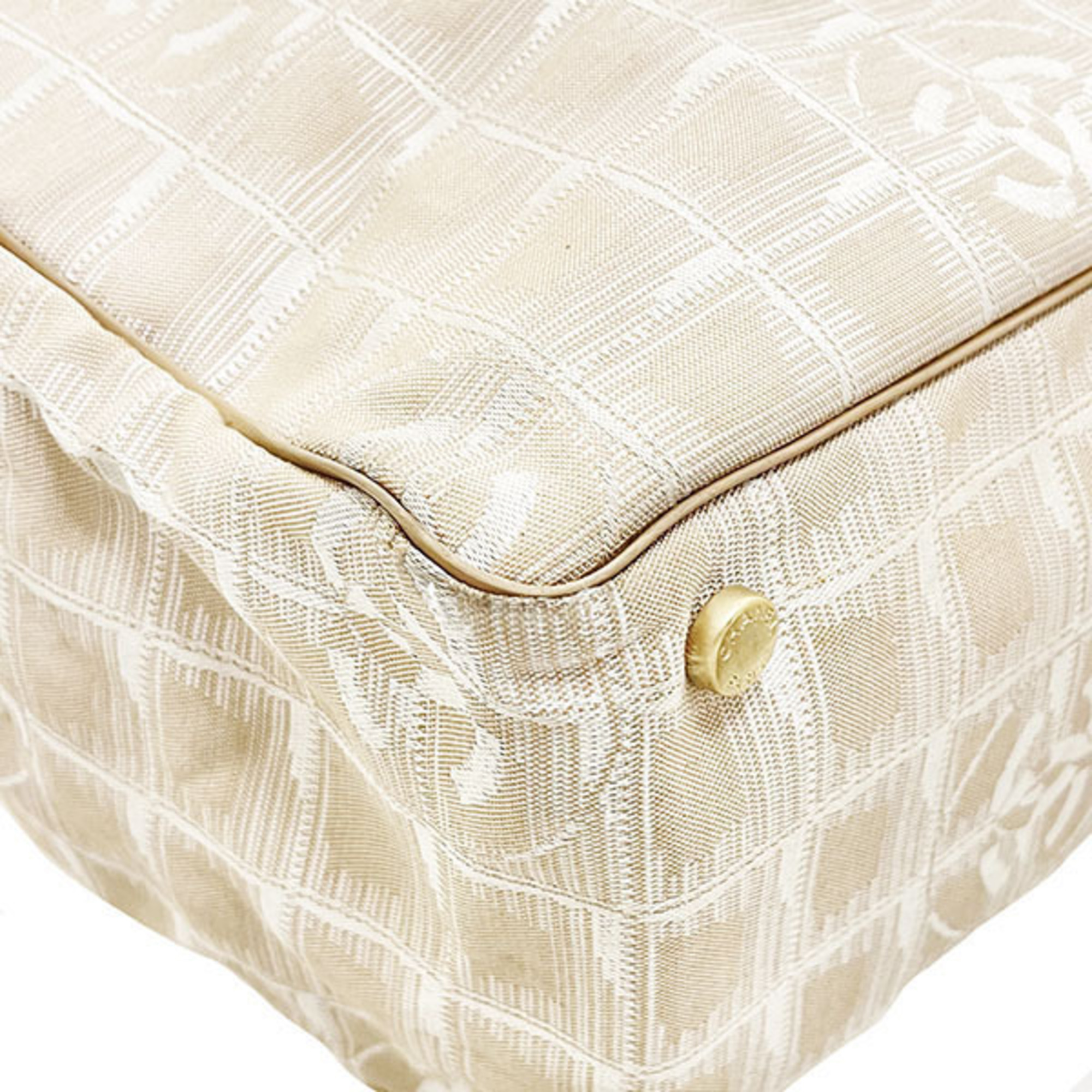 Chanel Tote Bag New Travel Line MM Nylon Jacquard Leather Beige A15991 CHANEL CC Coco Mark Handbag Shoulder Backpack KNH-13075