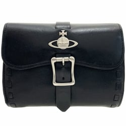 Vivienne Westwood Wallet Orb Trifold Leather Black Belt L-shaped W Compact KK-13097