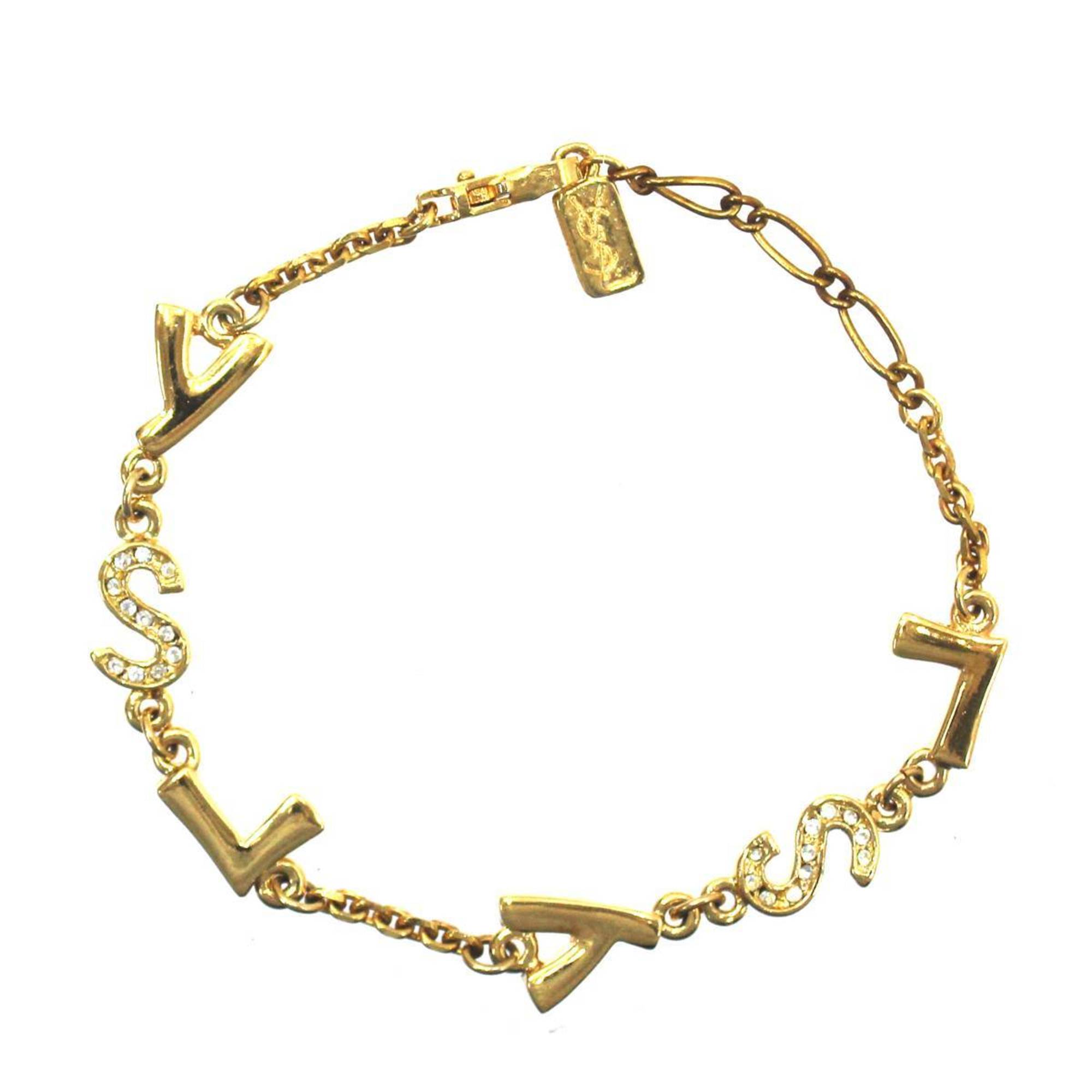 Yves Saint Laurent Motif Bracelet GP Gold Arm circumference: approx. 20cm