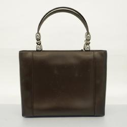 Christian Dior Tote Bag Marispearl Leather Dark Brown Women's