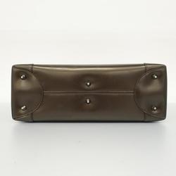 Christian Dior Tote Bag Marispearl Leather Dark Brown Women's