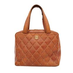 Chanel Tote Bag Wild Stitch Leather Brown Women's
