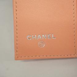 Chanel Tri-fold Wallet Camellia Lambskin Shell Pink Women's