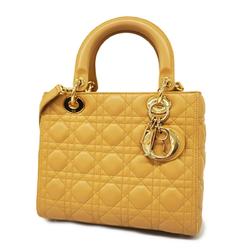 Christian Dior Handbag Cannage Lady Leather Beige Champagne Women's